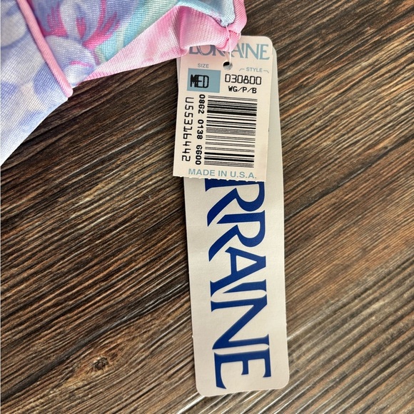 Vtg Lorraine Empire Waist Plunge Neck Maxi Nightgown Slip Dress Sz M Pink Floral - Picture 7 of 13